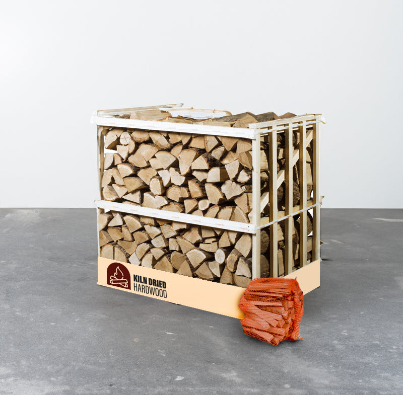 Kiln Dried Oak Hardwood Logs with a 2.5kg bag of kindling - total weight approx. 425kg
