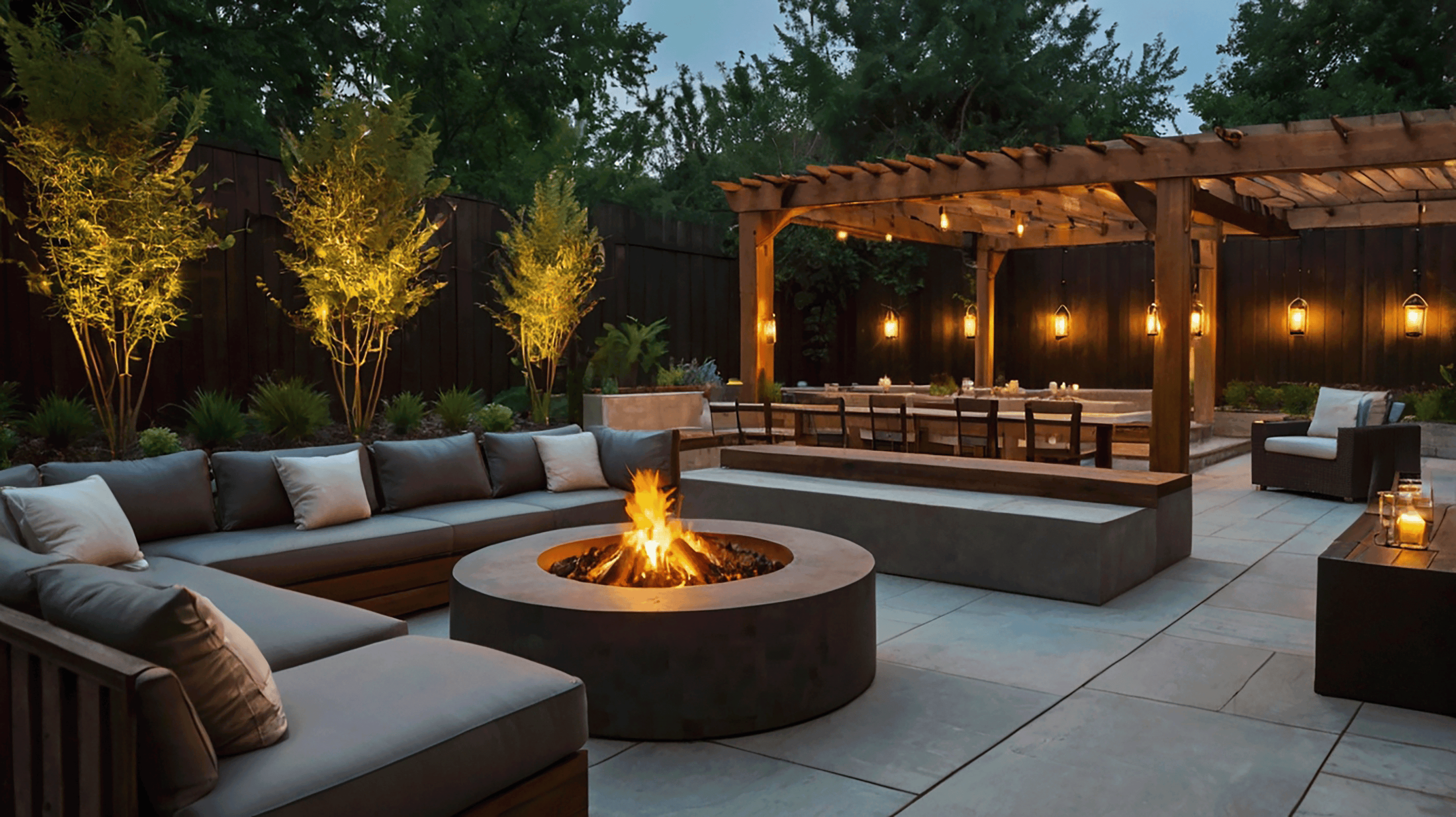 Garden fire pit burning kiln-dried Oak logs from Kiln Dried Hardwood, showcasing how the logs enhance outdoor gatherings with warm, long-lasting heat.